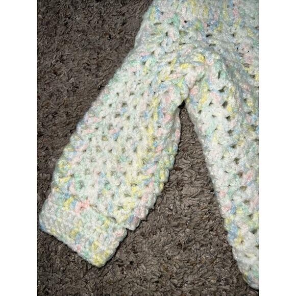 Baby Sweater Cardigan‎ Crocheted Pastel Multicolor - Picture 3 of 5